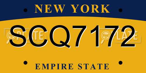 SCQ7172 New York License Plate