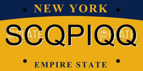 SCQPIQQ New York License Plate