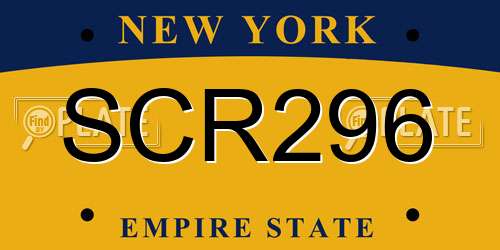 SCR296 New York License Plate