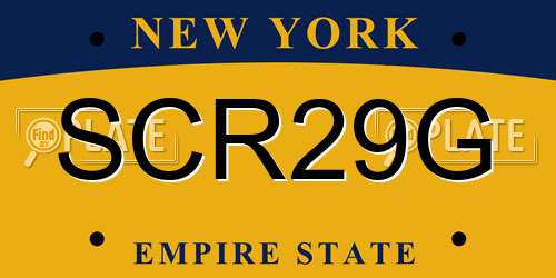SCR29G New York License Plate