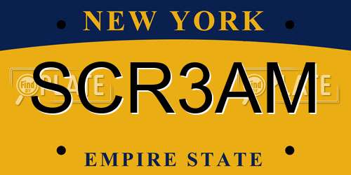SCR3AM New York License Plate