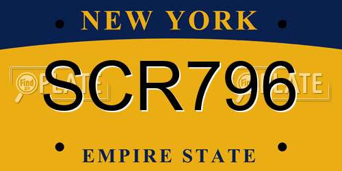 SCR796 New York License Plate