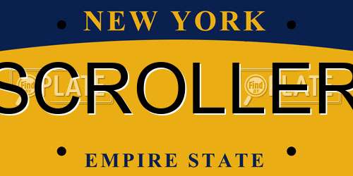 SCROLLER New York License Plate