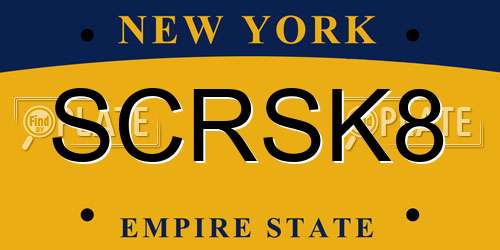 SCRSK8 New York License Plate