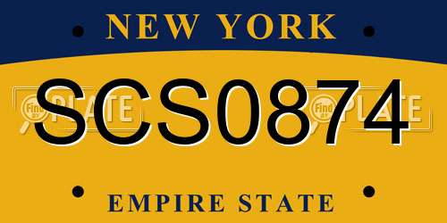 SCS0874 New York License Plate