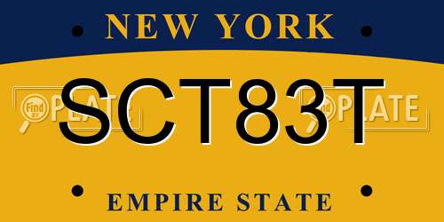 SCT83T New York License Plate