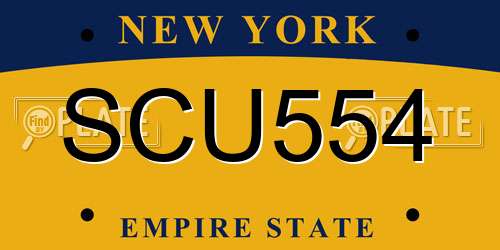SCU554 New York License Plate
