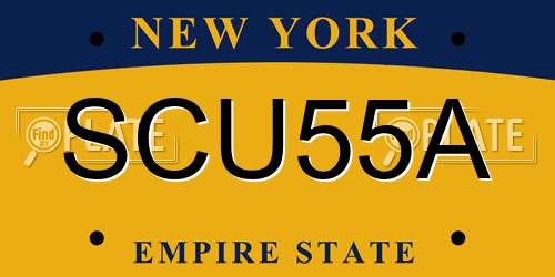 SCU55A New York License Plate
