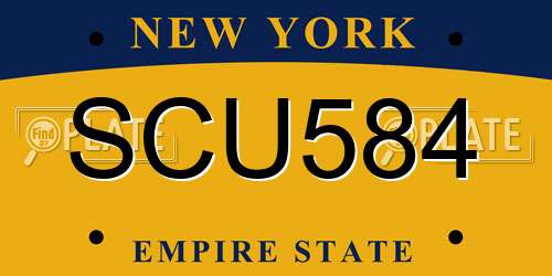 SCU584 New York License Plate
