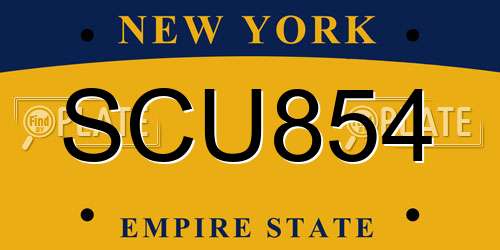 SCU854 New York License Plate