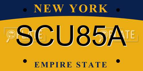 SCU85A New York License Plate