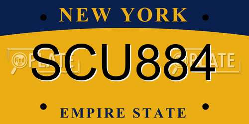 SCU884 New York License Plate