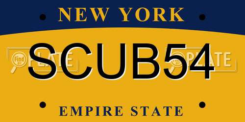 SCUB54 New York License Plate