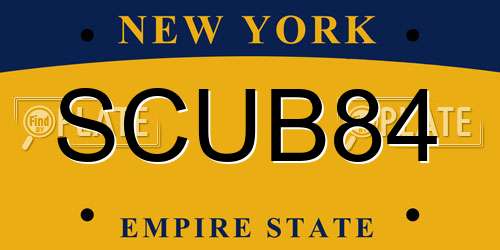 SCUB84 New York License Plate