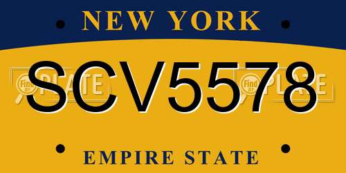 SCV5578 New York License Plate