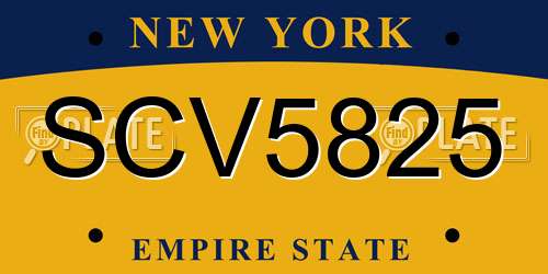 SCV5825 New York License Plate
