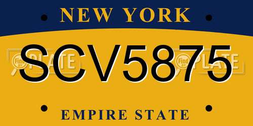 SCV5875 New York License Plate