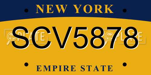 SCV5878 New York License Plate