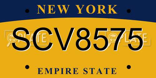 SCV8575 New York License Plate