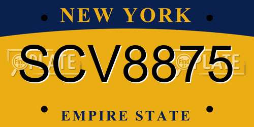 SCV8875 New York License Plate
