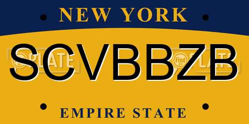 SCVBBZB New York License Plate