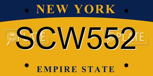 SCW552 New York License Plate