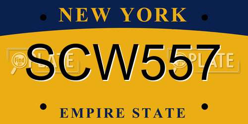 SCW557 New York License Plate