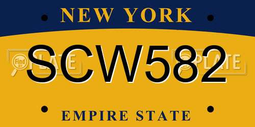 SCW582 New York License Plate