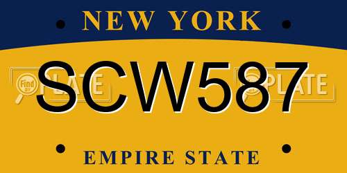 SCW587 New York License Plate