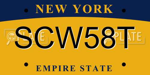 SCW58T New York License Plate