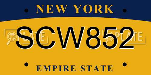 SCW852 New York License Plate