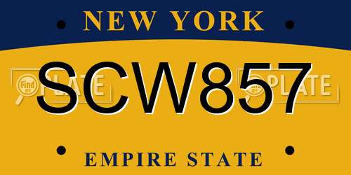 SCW857 New York License Plate