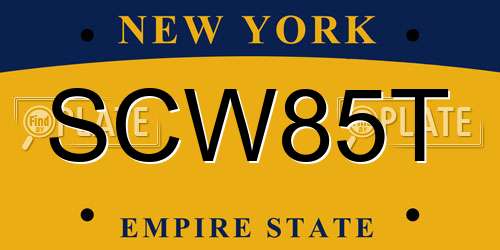 SCW85T New York License Plate