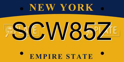 SCW85Z New York License Plate