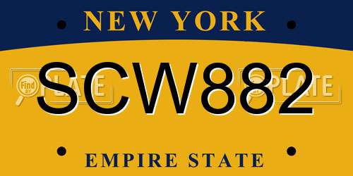 SCW882 New York License Plate