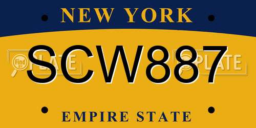 SCW887 New York License Plate