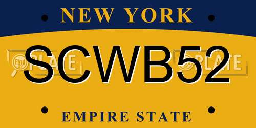 SCWB52 New York License Plate