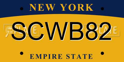 SCWB82 New York License Plate