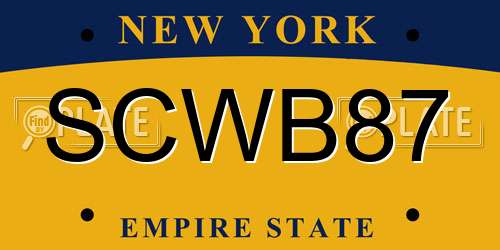 SCWB87 New York License Plate