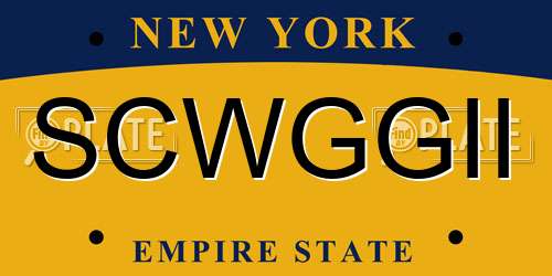 SCWGGII New York License Plate