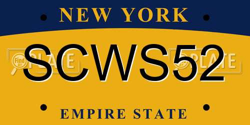 SCWS52 New York License Plate