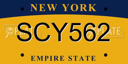 SCY562 New York License Plate