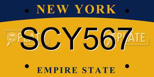 SCY567 New York License Plate