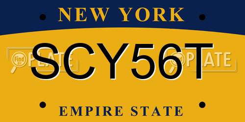 SCY56T New York License Plate