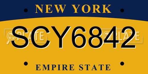 SCY6842 New York License Plate