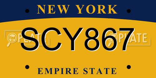 SCY867 New York License Plate