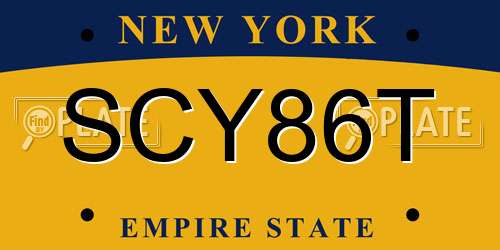 SCY86T New York License Plate