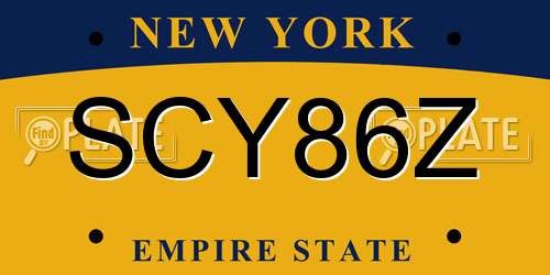 SCY86Z New York License Plate