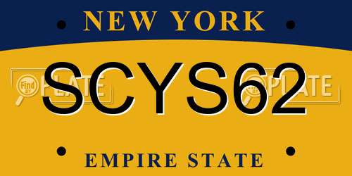 SCYS62 New York License Plate