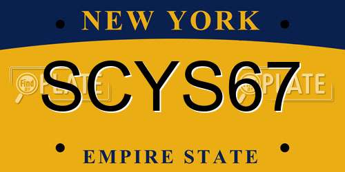 SCYS67 New York License Plate